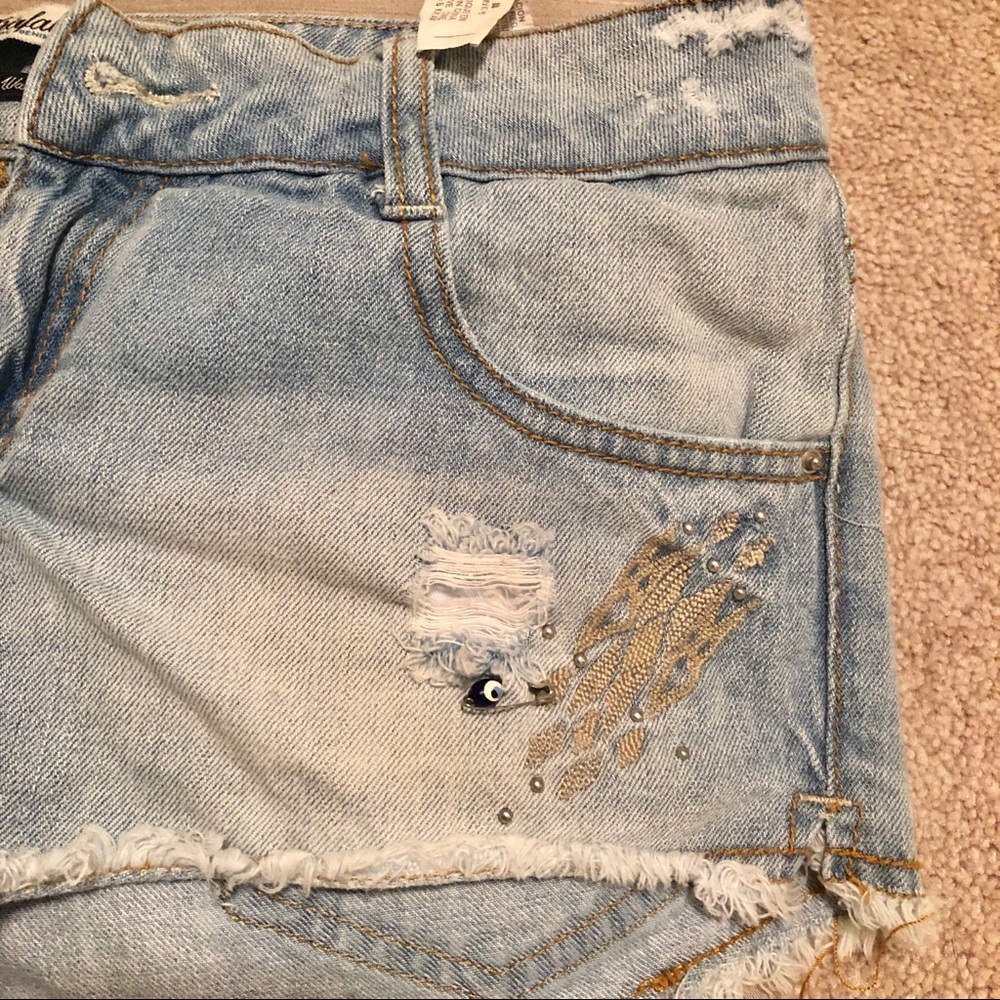 Trafaluc TRF Zara Cutoff Jean Shorts Ripped Sz 4